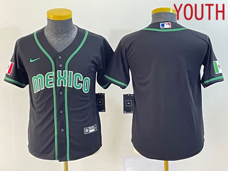 Youth 2023 World Cub Mexico Blank Black Nike MLB Jersey12->youth mlb jersey->Youth Jersey